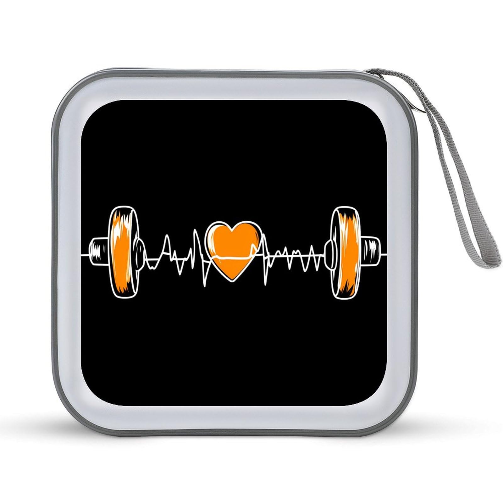 Barbell Weightlifting Heartbeat CD Case Plastic DVD Case Holder Wallet Disc Storage Organizer for Car Travel