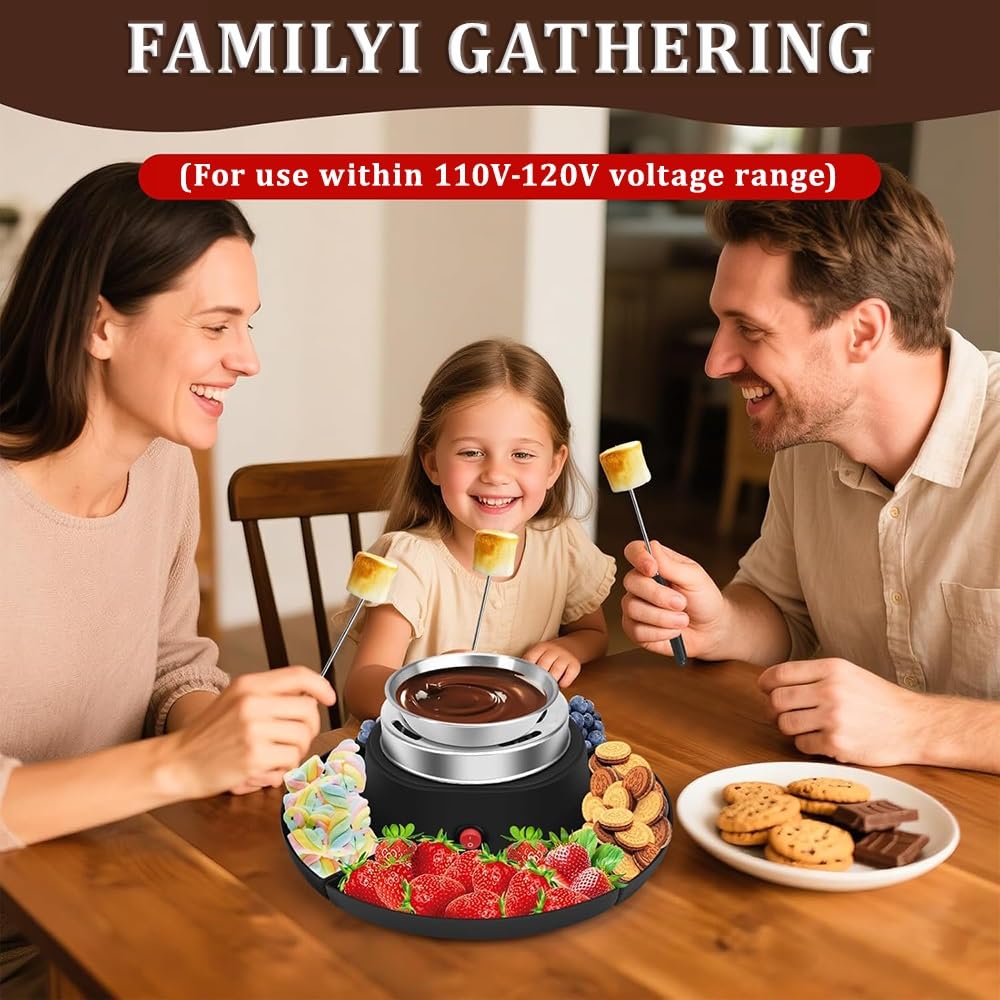 Elektryczny przyrząd do fondue z regulowaną temperaturą i płytą nieprzywierającą, idealny na imprezy i spotkania