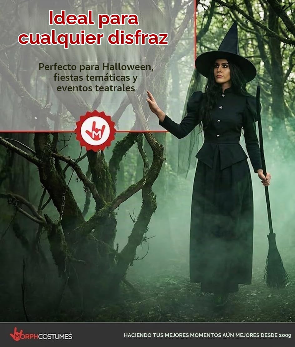 Morph Disfraz Bruja Mujer, Disfraces Halloween Brujas, Traje de Bruja Malvada, Disfraz Halloween para Mujer