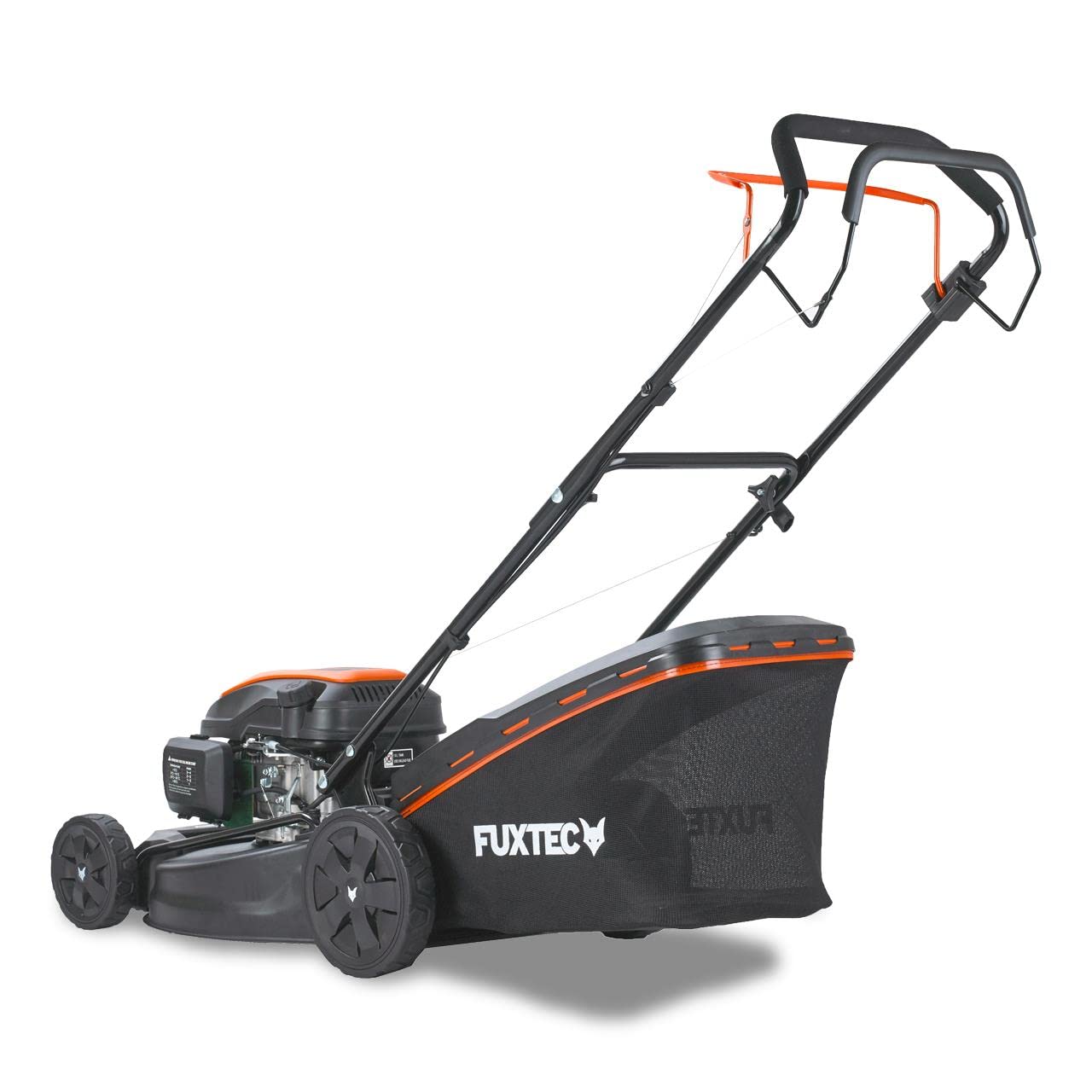 Cortacésped autopulsado de Gasolina FUXTEC FX-RM5170 4 en 1-170 cm³ 4 CV, 4 Tiempo, 51 cm de Ancho de Corte con regulación en 7 Alturas y 60 L de depósito, Funciones Mulching y Eje Lateral