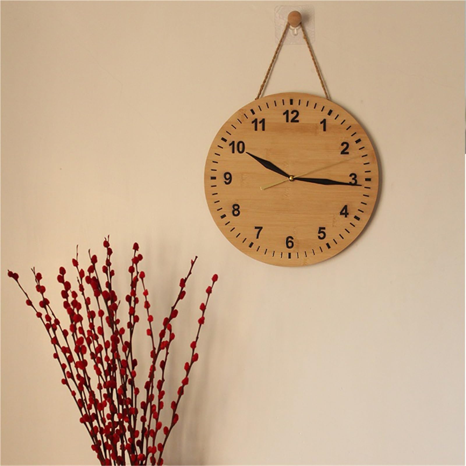 Cucina Orologio da parete in legno massello di bambù nordico silenzioso, alimentato a batteria, adatto for l'uso domestico Decorazioni per interni
