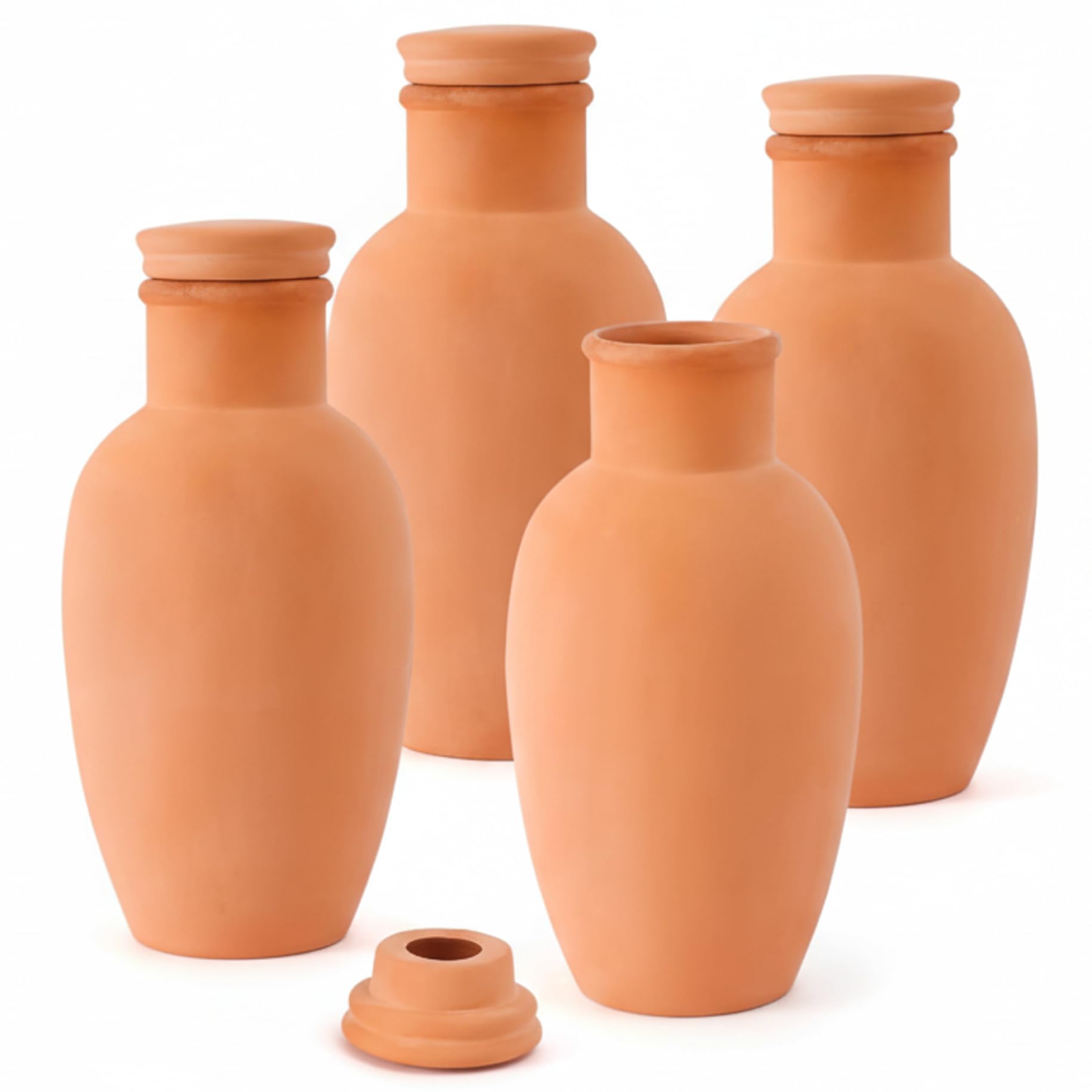 BeVistoso 4-Pack Terracotta Watering Pots Self Watering Globes for Plants for Indoor Outdoor Potted Plants