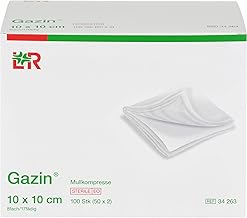 Gazin, Mullkompressen 10 cm x 10 cm steril 8fach 50x2 300 g, Weiss, 100 stück, (Pack of 50)