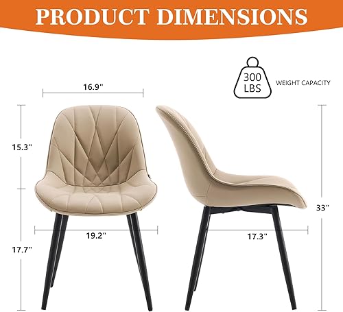 Miniatura 2 de Rowill Juego de 2 sillas de comedor modernas con respaldo suave, patas de metal resistentes y almohadillas antideslizantes, adecuadas para la cocina