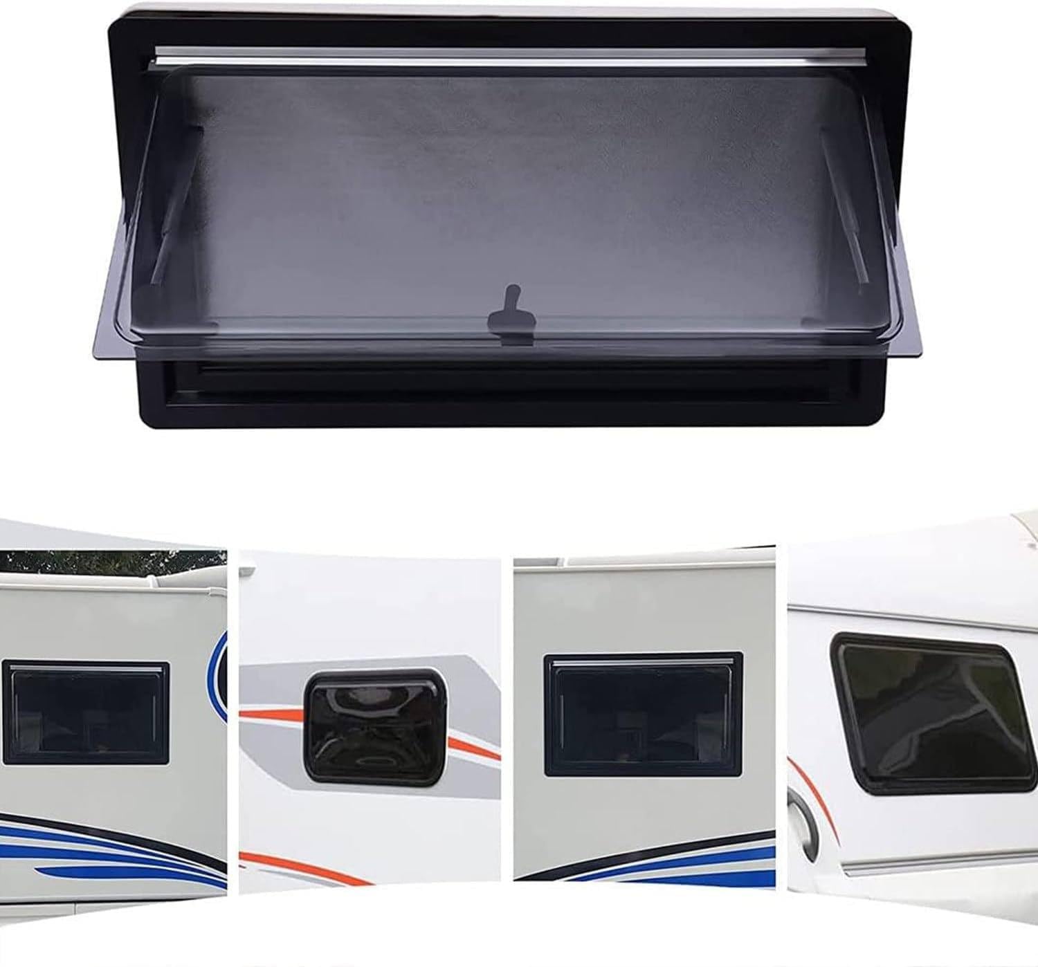 RV Ausstellfenster Set Compact Inkl. Verdunklungsrollo Insektenschutz Dichtmitttel Seitenfenster Wohnwagen Camper Fenster Acrylglas Von 300x500 Bis 550x1300 Insektenschutz,130 * 55cm