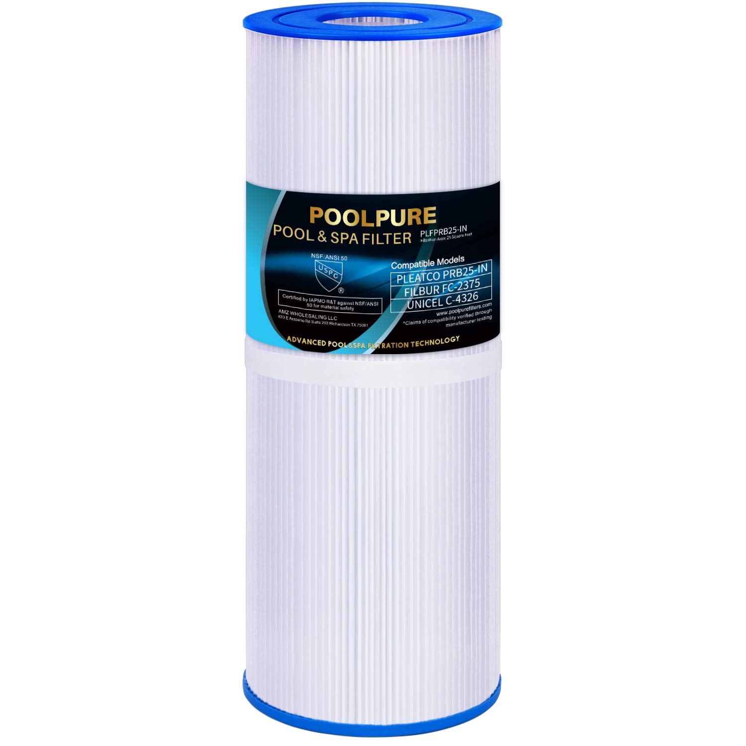 POOLPUREPLFPRB25-IN Hot Tub Filter Replacement for Unicel C-4326, Guardian 413-106, Filbur FC-2375, 3005845, 17-2327, 100586, 33521, 25392, 817-2500, 5X13 Drop in Spa Filter 1 Pack