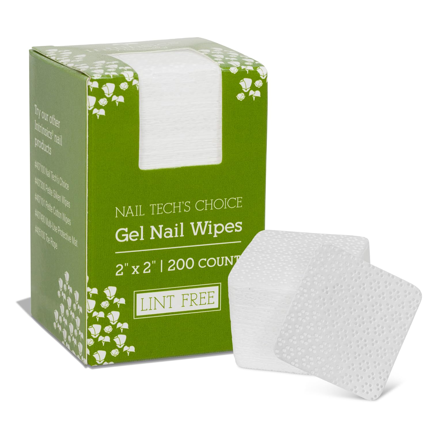 Intrinsics Nail Tech’s Choice – 2x2” Lint-Free Gel Nail Wipes (200 Count), Non-Woven Disposable Pads for Gel Polish Removal, Nail Prep, Acrylic Cleanup, and Spa Use