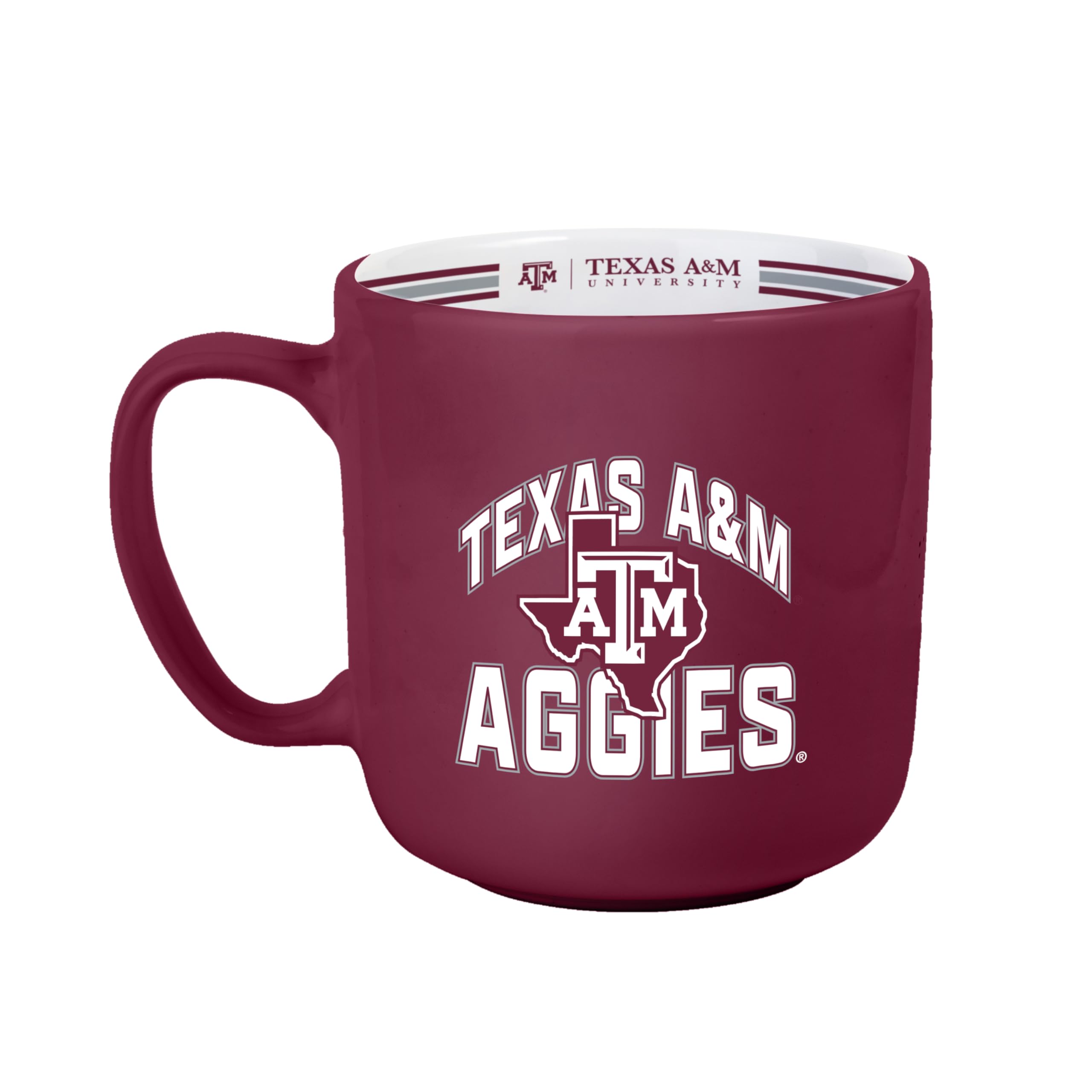 Logo Brands NCAA Texas A&amp;M Aggies 15 oz Stripe Coffee Mug - Vintage Team Logo, Inside Print &amp; Stripes, Microwave &amp; Dishwasher Safe- Great Gift For Fans &amp; Alumni