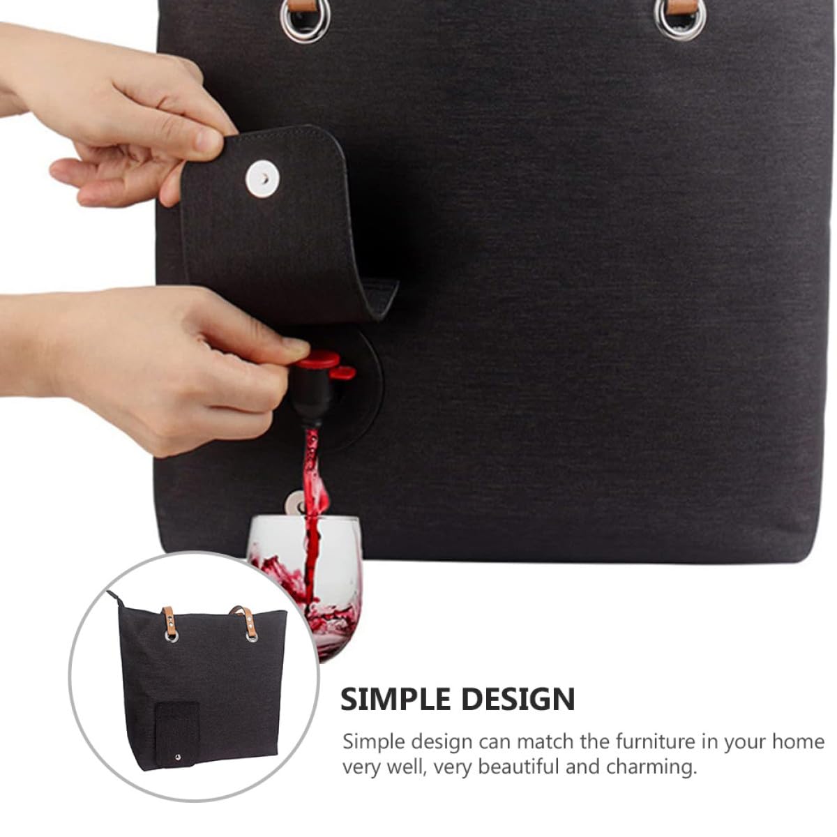 Paquet de Rangement à Vin Isotherme Noir en Tissu Oxford pour Bouteille