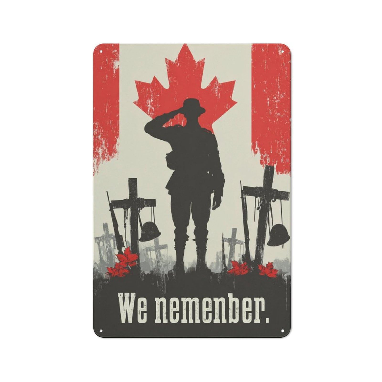 Junmoney Salute To Remembrance Vintage-Inspired Tin Sign 30X20cm For Café Or Restaurant, For Cooler-Month Interiors With Vintage Character