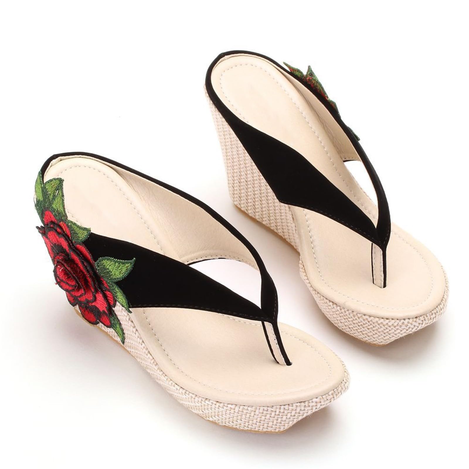 Generico Infradito Donna Eleganti Comodi Sandali A Fiori Leggeri Traspiranti Antiscivolo Scarpe Donna Casual Supporto Arco Plantare Slip-On Punta Aperta Mare