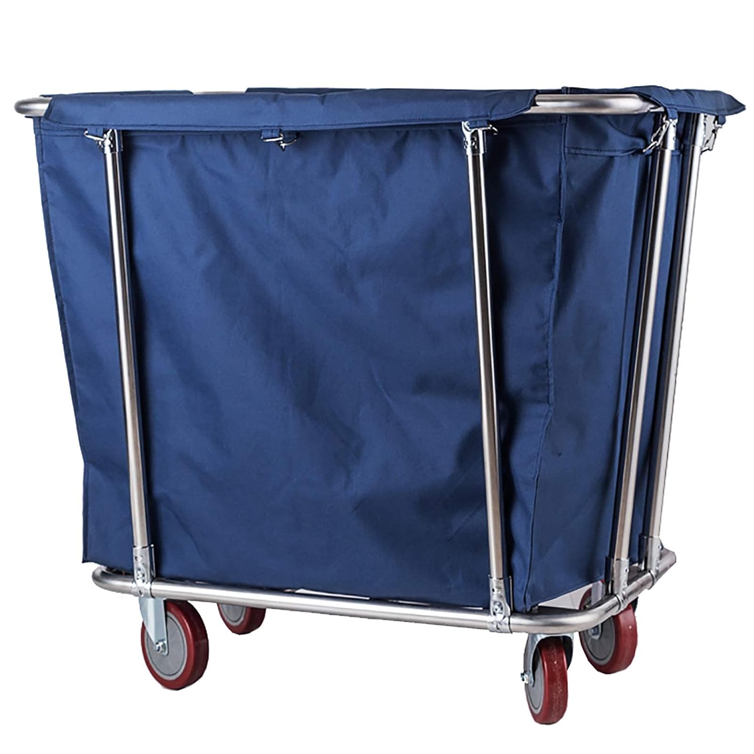 Housekeeping Hamper Laundry Sorter Cart With 5 Inch Wheels Heavy Duty Rolling Trolley With Removable Bags Stainless Steel