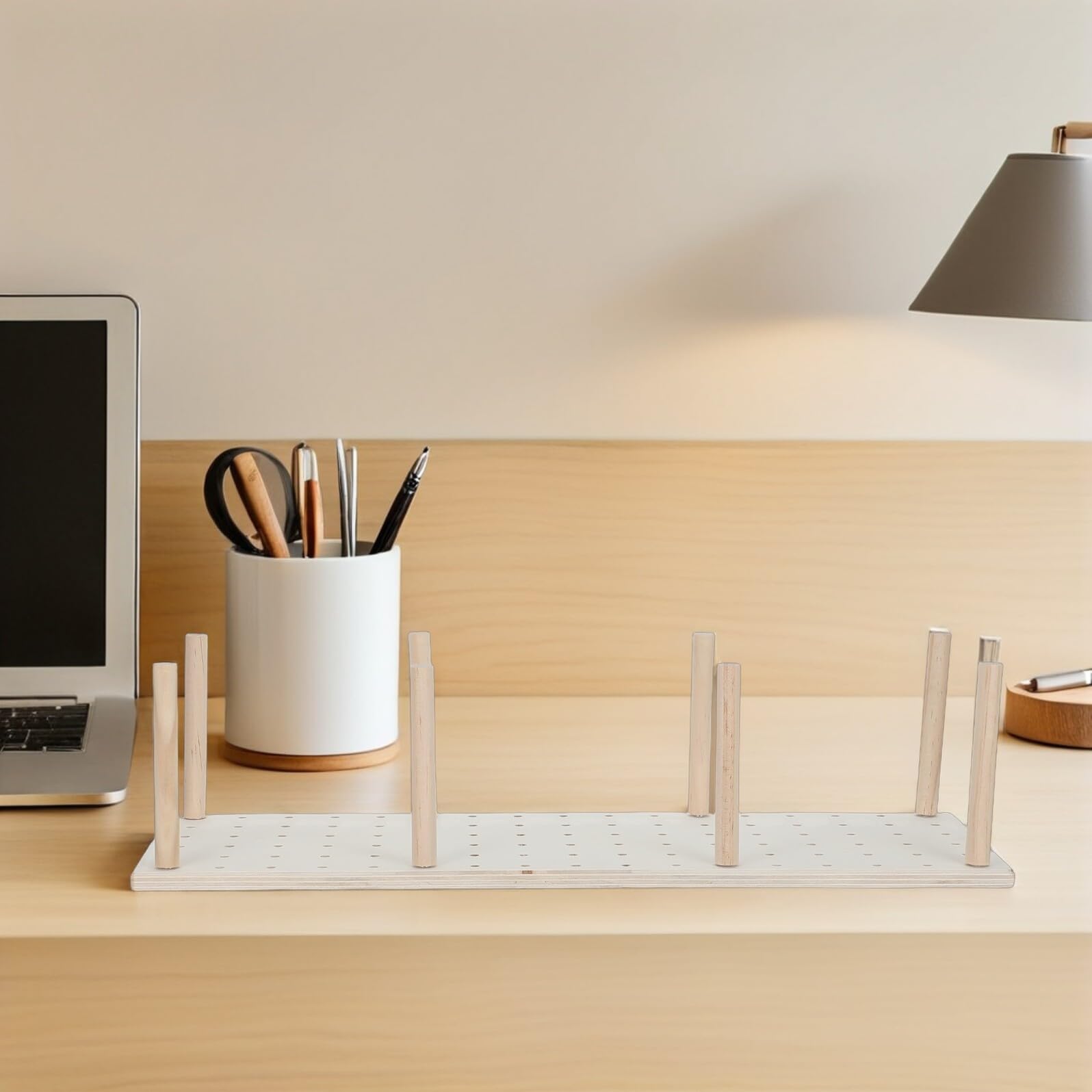 VICASKY 2 Ensembles Organisateur Cuisine avec Design à Chevilles Réglables en Bois Beige pour Rangement des Ustensiles et Vaisselle, pour Tiroir et Camping