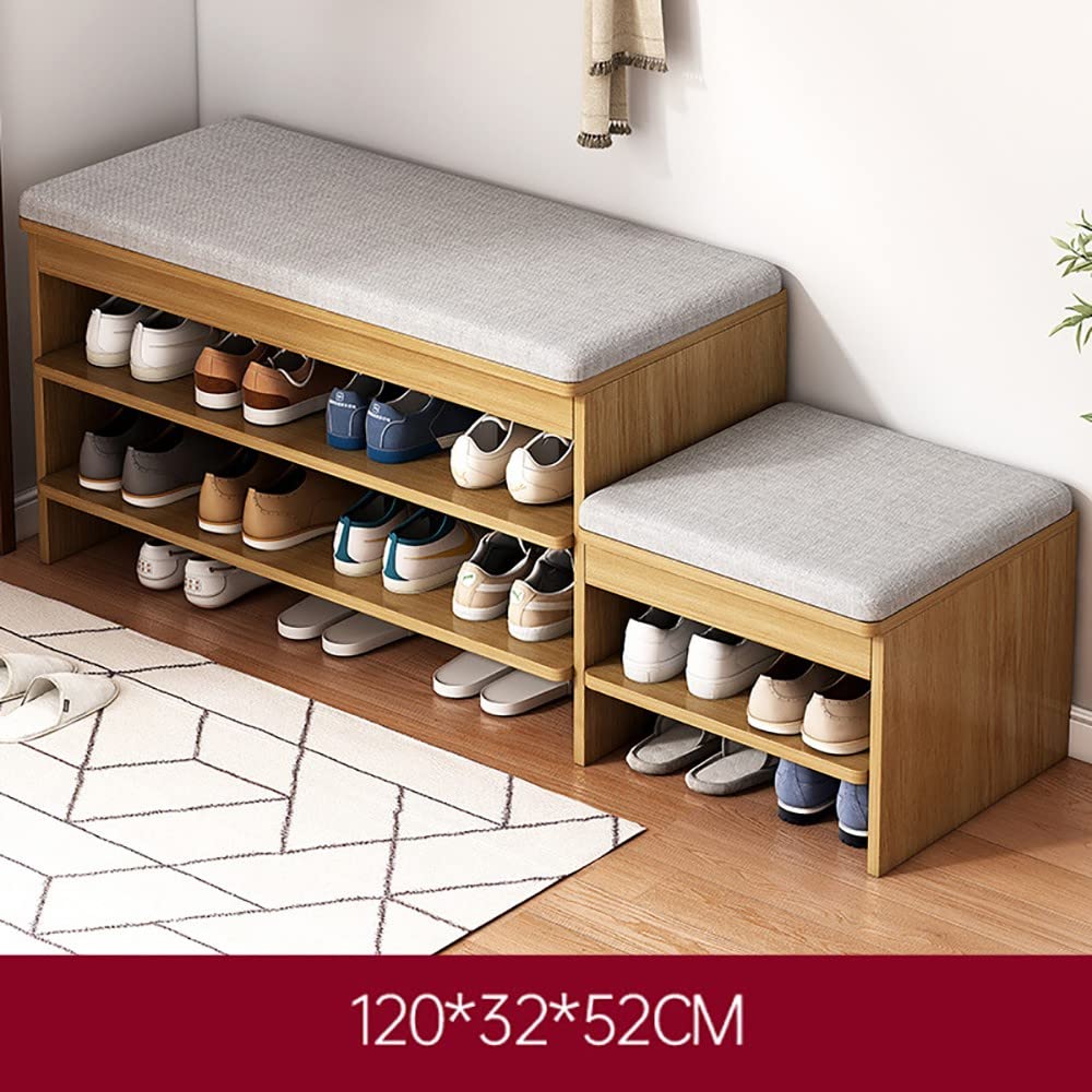Panca porta scarpe rettangolare in legno massello minimalista con 1