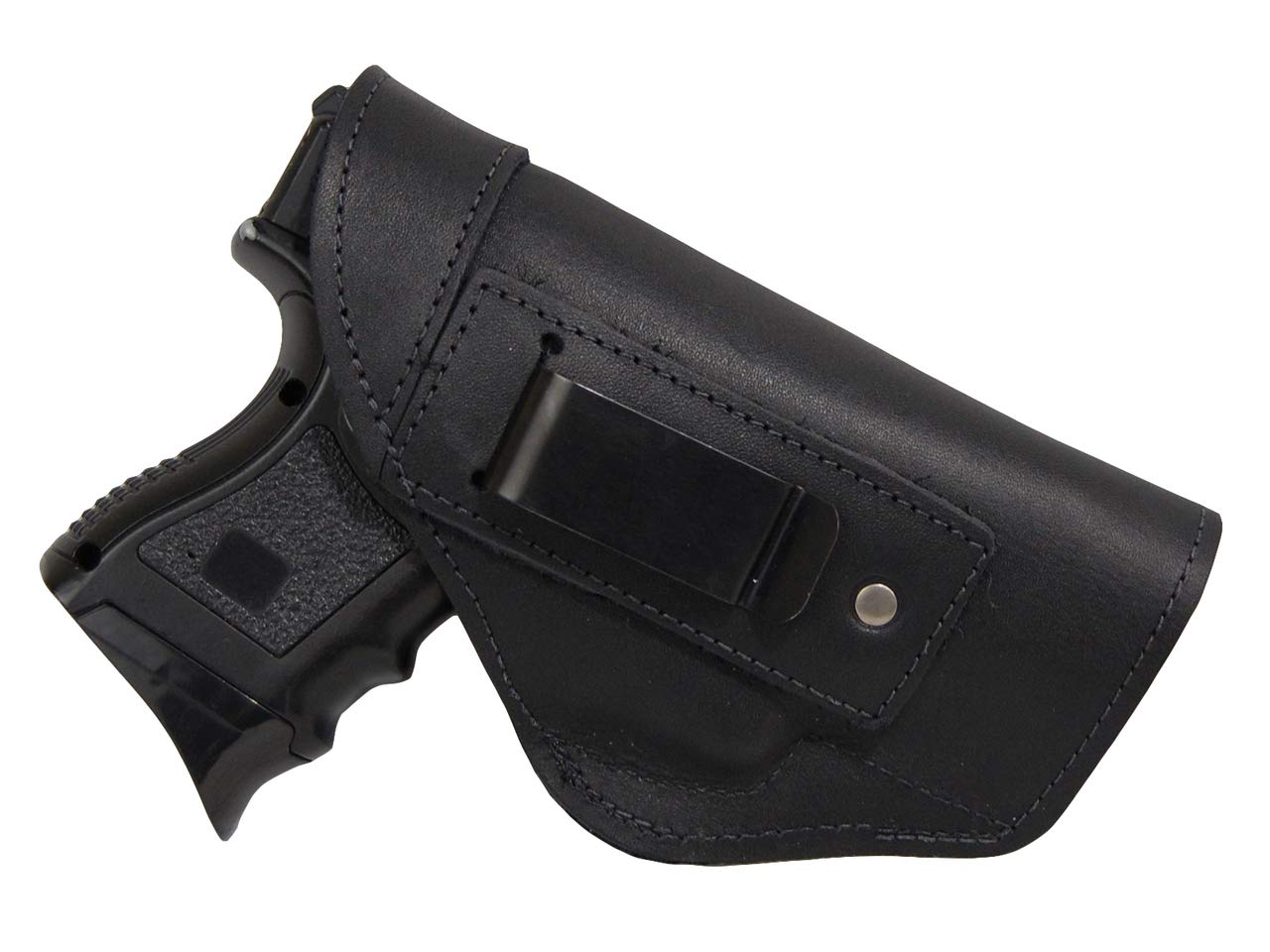 Barsony Black Leather Inside The Waistband Holster for Compact-Subcompact 9mm 40 45