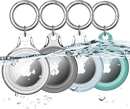 COOLQO IPX8 impermeable compatible con Apple AirTag Holder Llavero Case Hard PC Plástico Air Tag Llavero Casos Etiquetas Cadena AirTags GPS