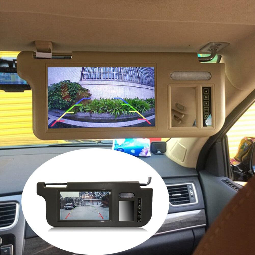 Trjgtas 7 pulgadas negro coche visera parasol pantalla espejo retrovisor monitor LCD vídeo un 2 canales