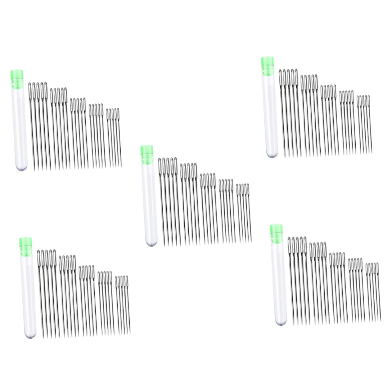 DOITOOL 5Sets Eye Hand Sewing Needles with Transparent Storage Bottle Embroidery Accessory Stitching Tools for Crafting and Repair