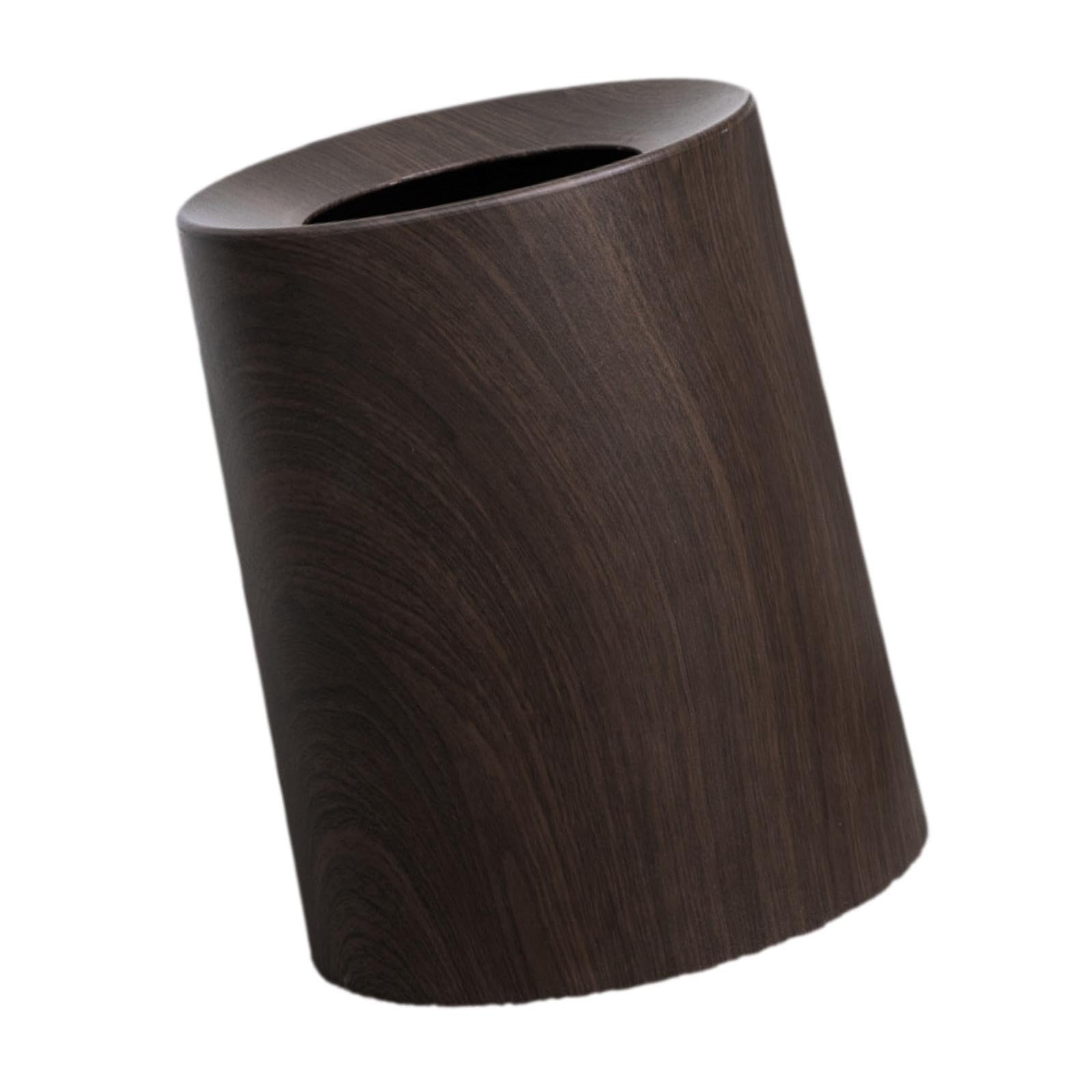Cestino Gettacarte Decorazione Legno Pattumiera Rotonda Contenitore Carta Bidone Portatile per Bagno Camera Cucina Studio Adatto a Arredamento Interno, S