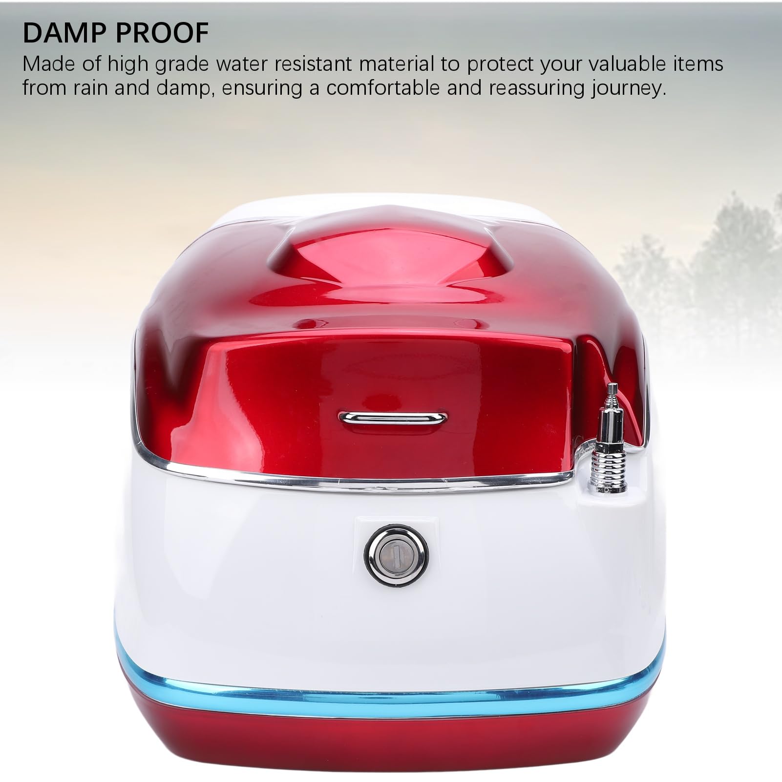 Drfeify Top Case de Moto ABS Résistant à l'eau Boîte de Rangement Arrière de Moto 38L Coffre Rétro Verrouillable pour Motos et Scooters électriques Peut Contenir Casque et Outils (Rouge)