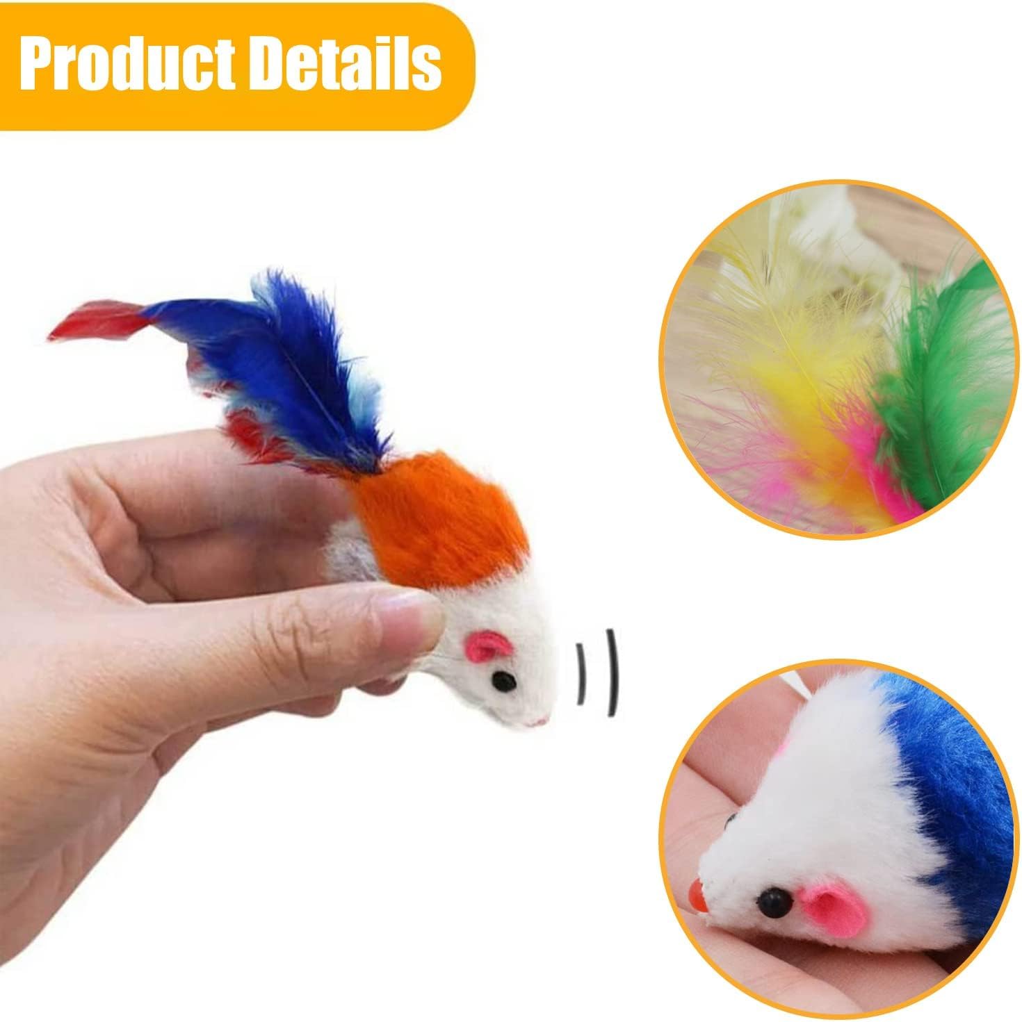 10 Pack Cat Mouse Toy,Fur Mice Cat Feather Toy with Rattle Sounds,Catnip Mouse Interactive Cat Toy,Cat Toys Chasing Hunting Exercising,Kitten Toy for Playing Chewing Teeth Cleaning(Color Random) 4