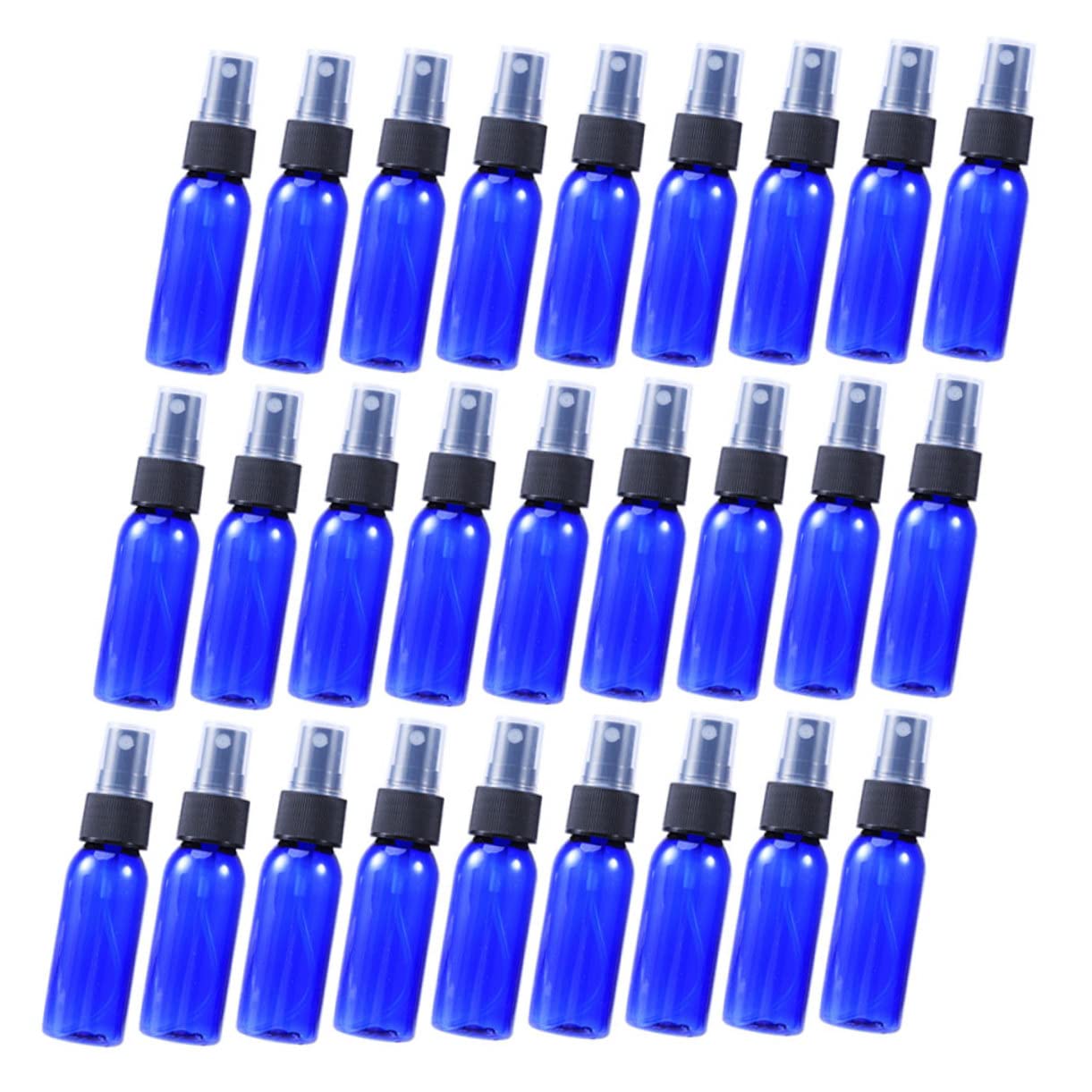 Lot de 50 Flacons Spray Rechargeables 30ml en Pet, Format Rond, Légers et Portables, pour Parfum et Cosmétique, Bleu