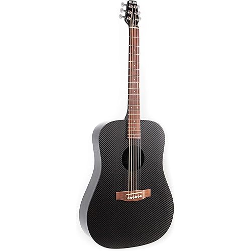 B-STOCK - KLOS Full Size Guitar, Durable Carbon Fiber Acoustic Guitar - Black with Gig Bag, Strap, Capo, and more
