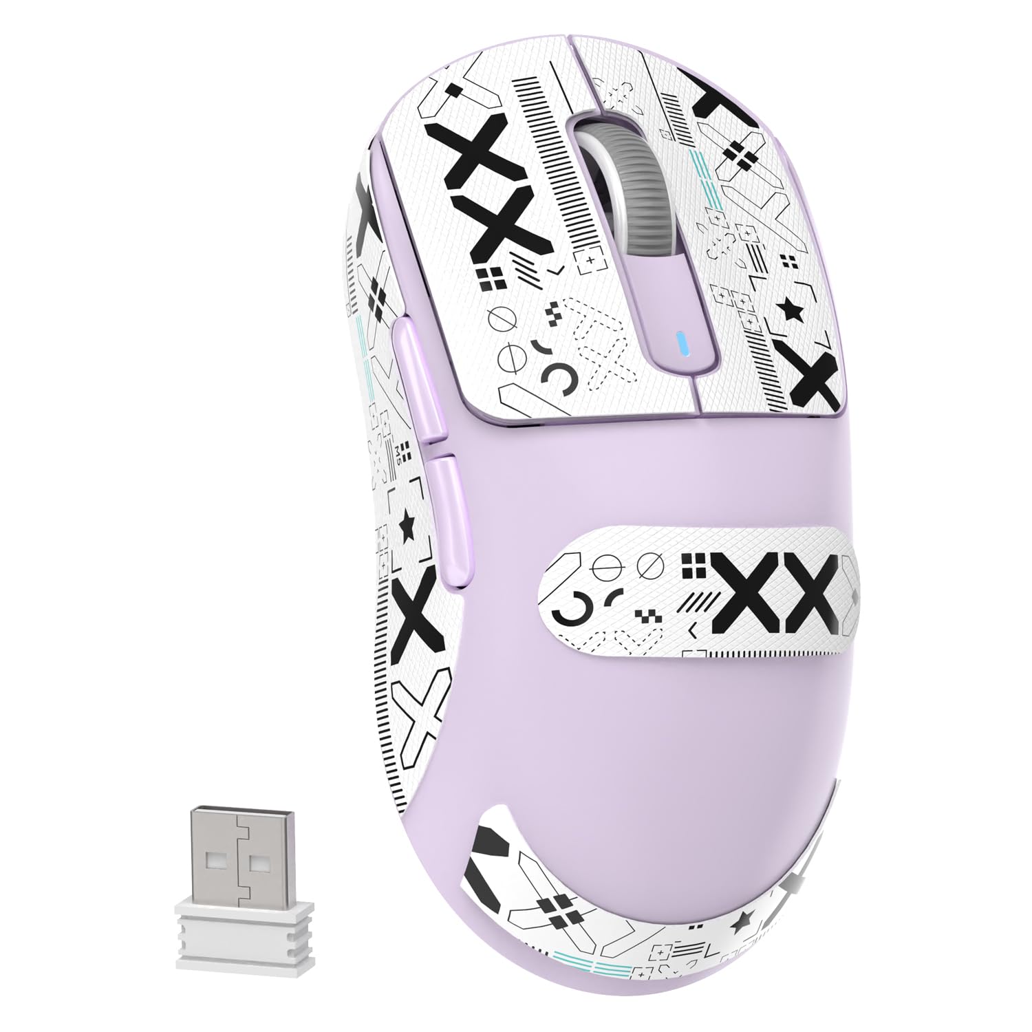 MAMBASNAKE x Attack Shark X3 Wireless Gaming Mouse, 49g Ultralight PixArt PAW3395 26000 DPI, BT/2.4Ghz /Wired Tri-Mode, 200Hrs Rechargeable Battery, Kailh GM8.0 Switch for MAC/Win - Purple&Tape