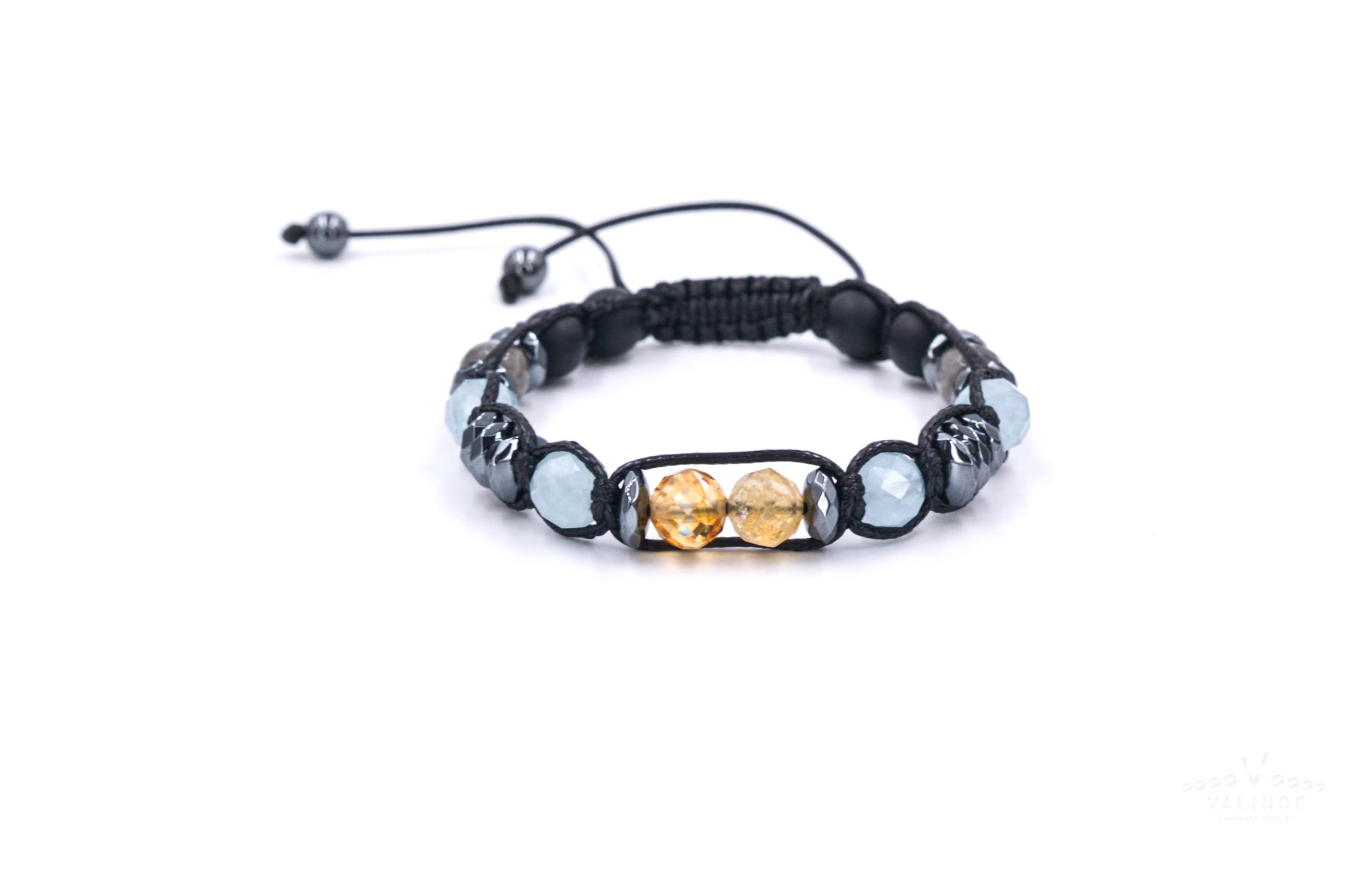 Herren Edelstein Armband | Armband für Männer mit Edelsteinen | Aquamarin Citrine Labradorit Onyx Hämatit | Makramee Bracelet | Geschenk für Mann | Handgemacht | LIMITED EDITION