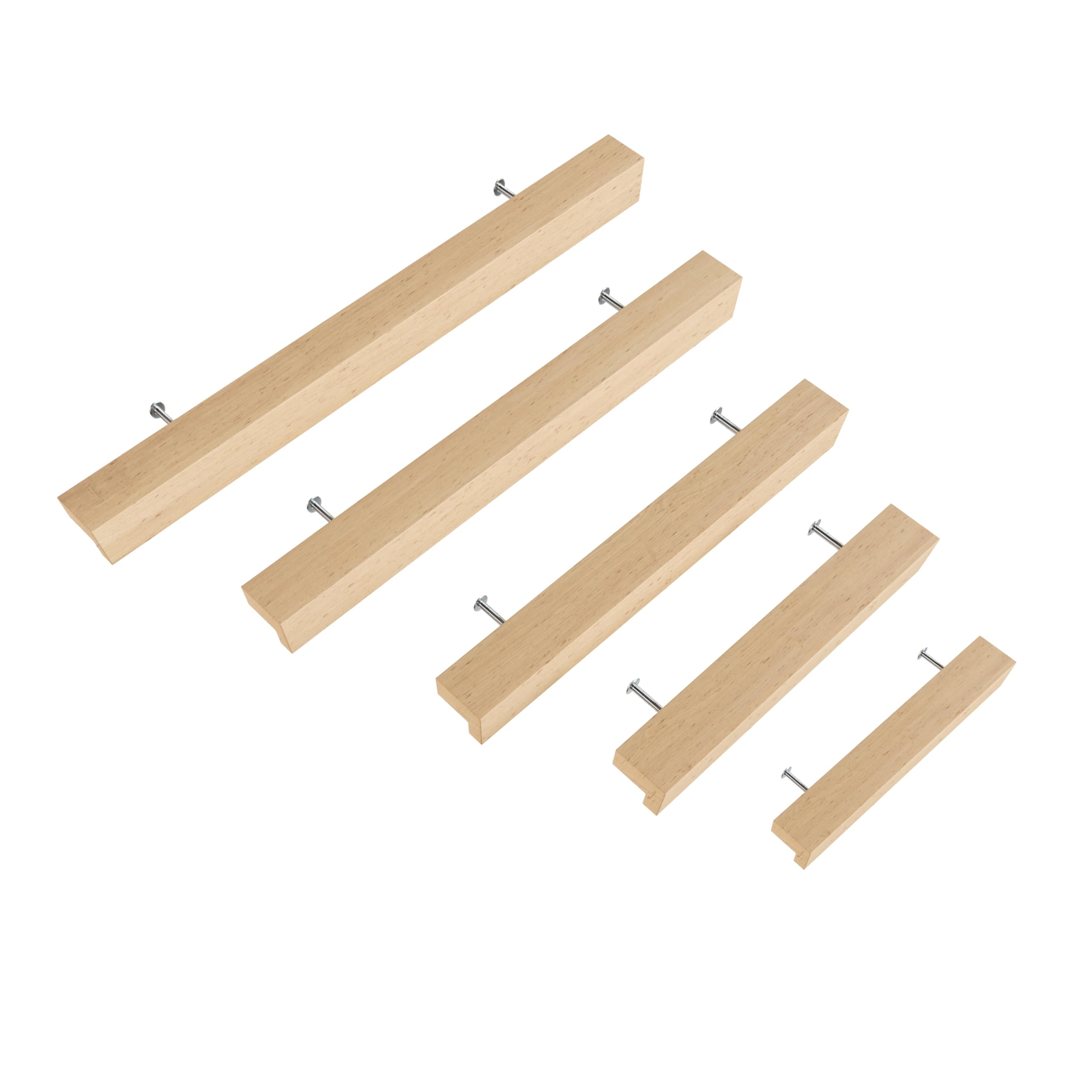 Sossai tiradores de madera de haya | GAH01 | distancia entre agujeros 128mm, longitud 188mm, 10 piezas