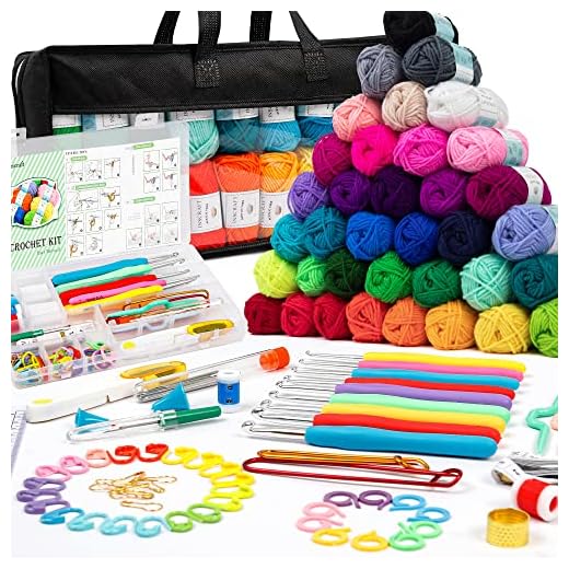 INSCRAFT 113 Piece Crochet Kit with Yarn Set– 1600 Yards Assorted Yarn for Knitting and Crochet, 73PCS Crochet Accessories Set Including Ergonomic Hooks, Knitting Needles & More Ideal Beginner Kit