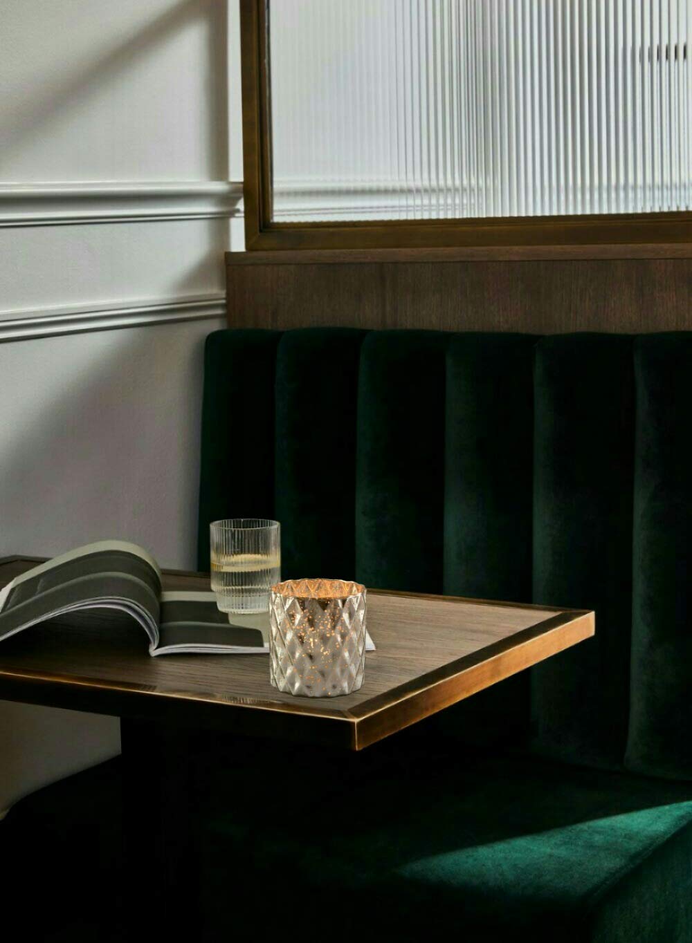 Serene Spaces Living Silver Diamond Mercury Cylinder Vase - Handmade Mercury Glass Finish & Vintage Style, Ideal for Home Decor, Weddings, Events, Measures 5” Tall x 5