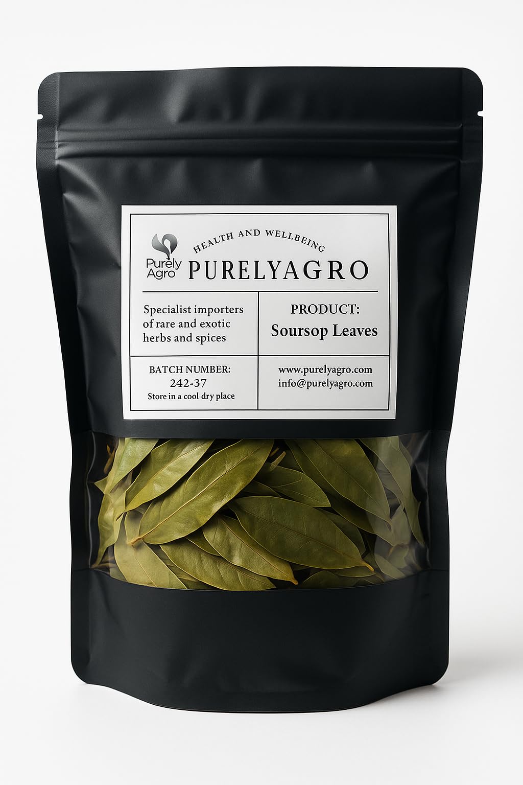 100g Soursop Leaves - Purelyagro Jamaican Organic Dried Soursop Leaves, Premium Grade Guanabana 100g - Approx 200-300 leaves - Fresh Harvest No Pesticides Guanabana Graviola PawPaw Annona Aprox