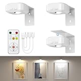 Lightbiz Picture Lights for Wall 3 Pcs&comma; Rechargeable Battery Operated Magnetic Wall Lights with 3 Color Temps&comma; Remote Dimmable Timer Painting Light for Art Display&comma; Frame&comma; Poster