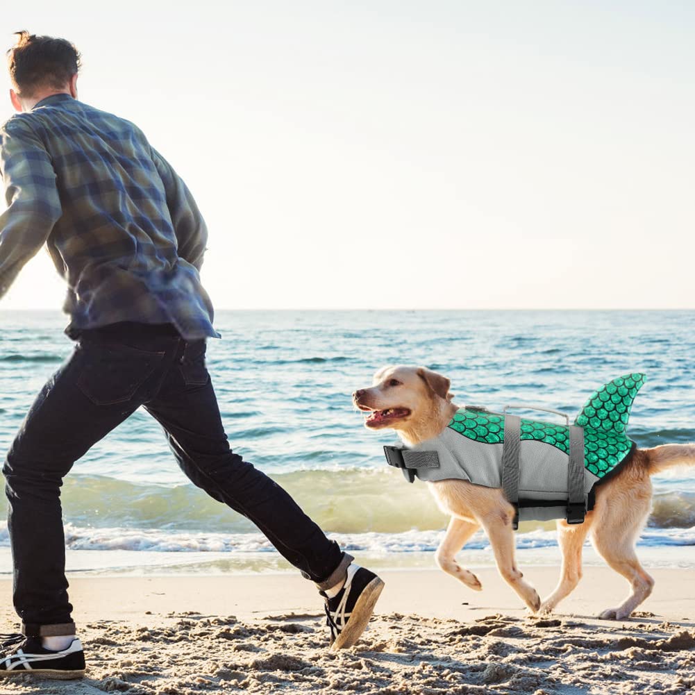 EMUST Dog Life Jacket Shark, Dog Life Vests for Small, Middle, Large Dogs with Rescue Handle Dog