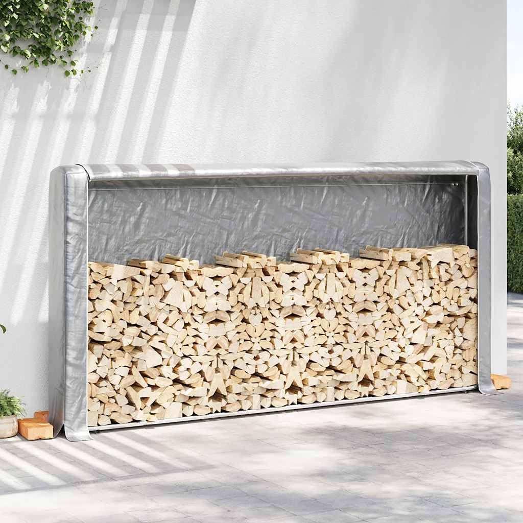Portalegna con copertura antipioggia, 300 x 25 x 150 cm, in acciaio zincato