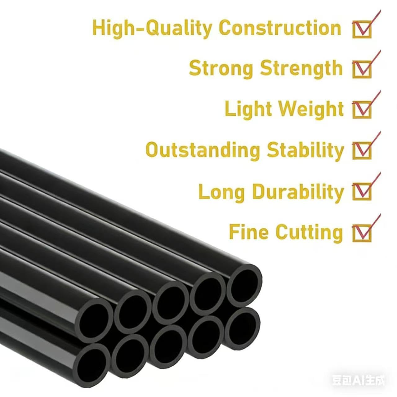 Tube Fibre de Verre Noir 1m Tube Creux GFRP 2 pièces Haute Résistance Tuteur Plantes Léger Facile à Couper Jardin,7mm*5mm*1m