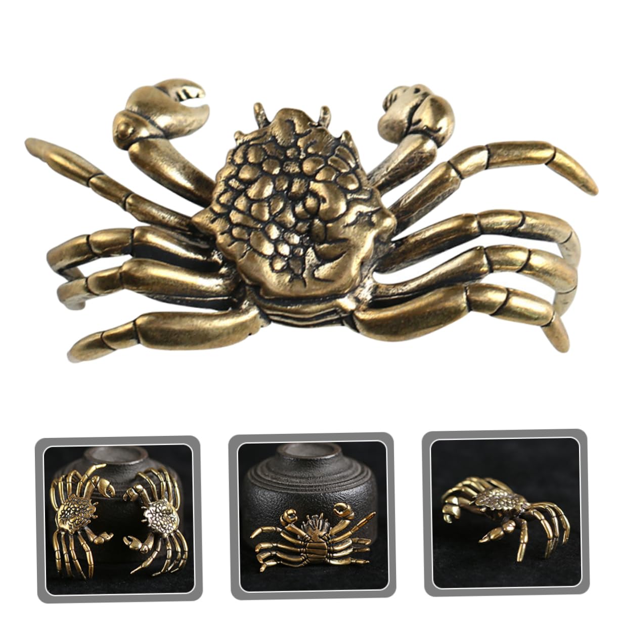 ZXQUEGF Retro-Krabben-Ornament, Krabben-Skulptur, Retro-Tierskulptur, Desktop-Krabben-Statuen, Feng Shui Krabben-Ornament, chinesische Feng Shui-Krabbe, Gold, Reichtum, Statue, Retro-Krabben-,