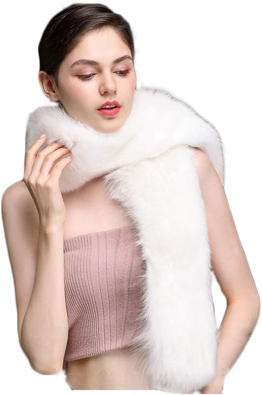 Women's Men's Extra Large Faux Fox Raccoon Fur Scarf Collar Stole Shawl