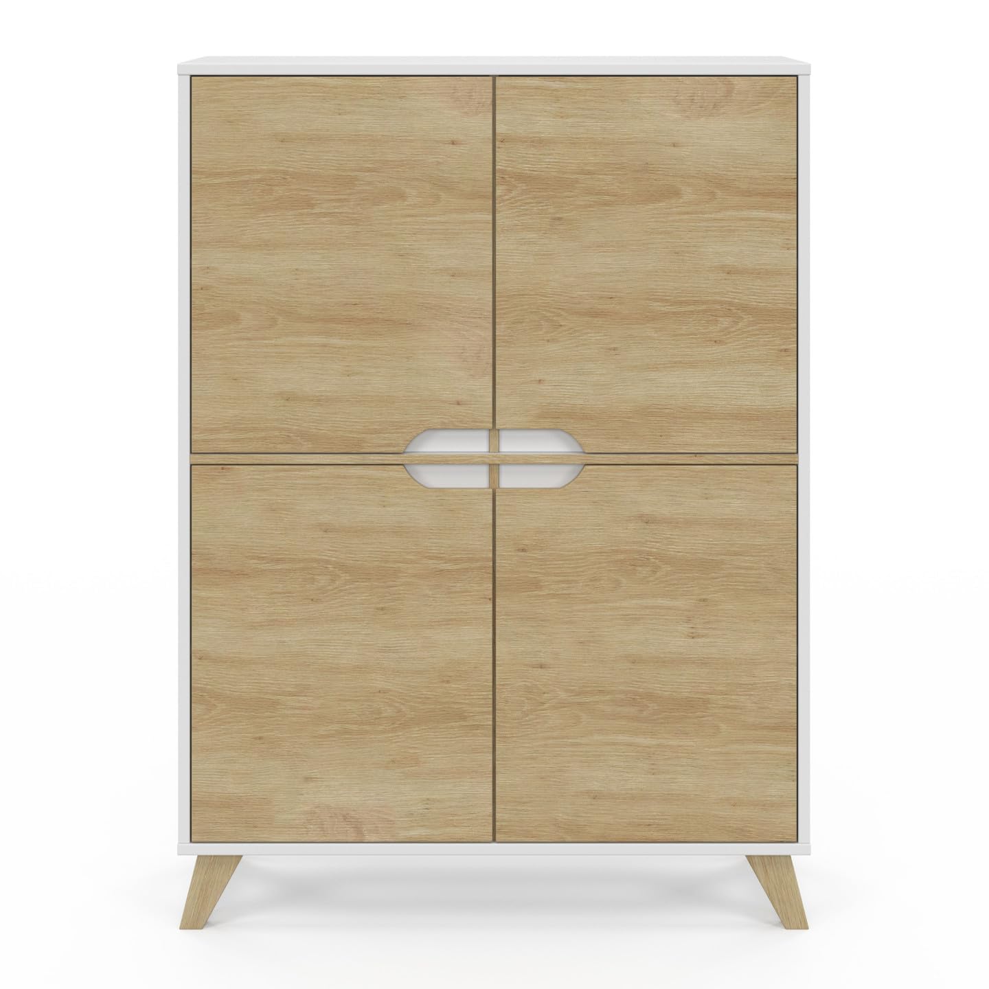 IDMarket - 4-türiges Aufbewahrungsmöbel Helsinki skandinavisch weiß und Holz