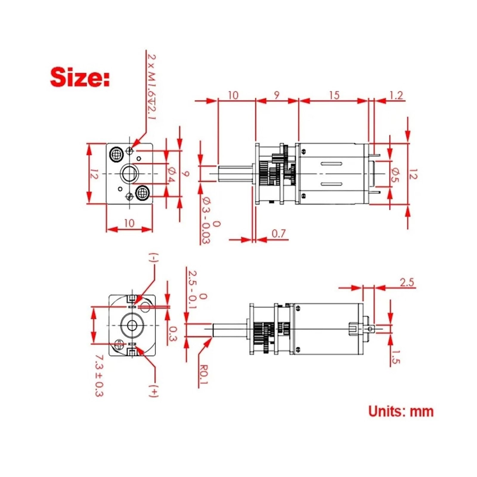 Motor GA12-N20 Rueda de Engranaje Metal 6V 30/50/60/100/150/200/300/600/1000RPM Motores Micro DC 12 Pulgadas(6V NO Bracket,4000RPM)