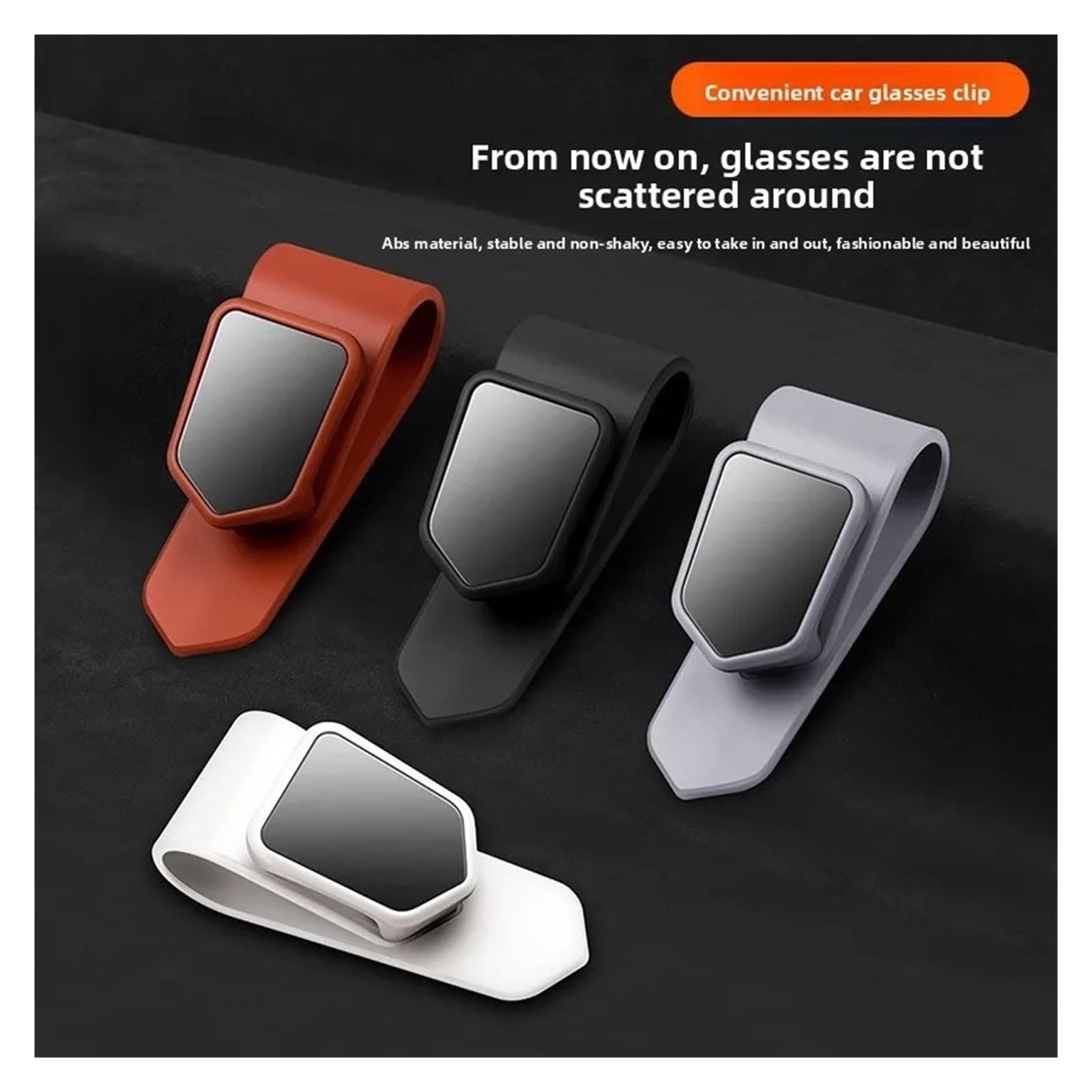 Parasol para Coche Gafas De Sol Clip Tarjeta Porta Billetes Sujetador Estuche Bolígrafo Clips Gancho Almacenamiento Automático Estuche para Gafas De Sol Coche(Orange)