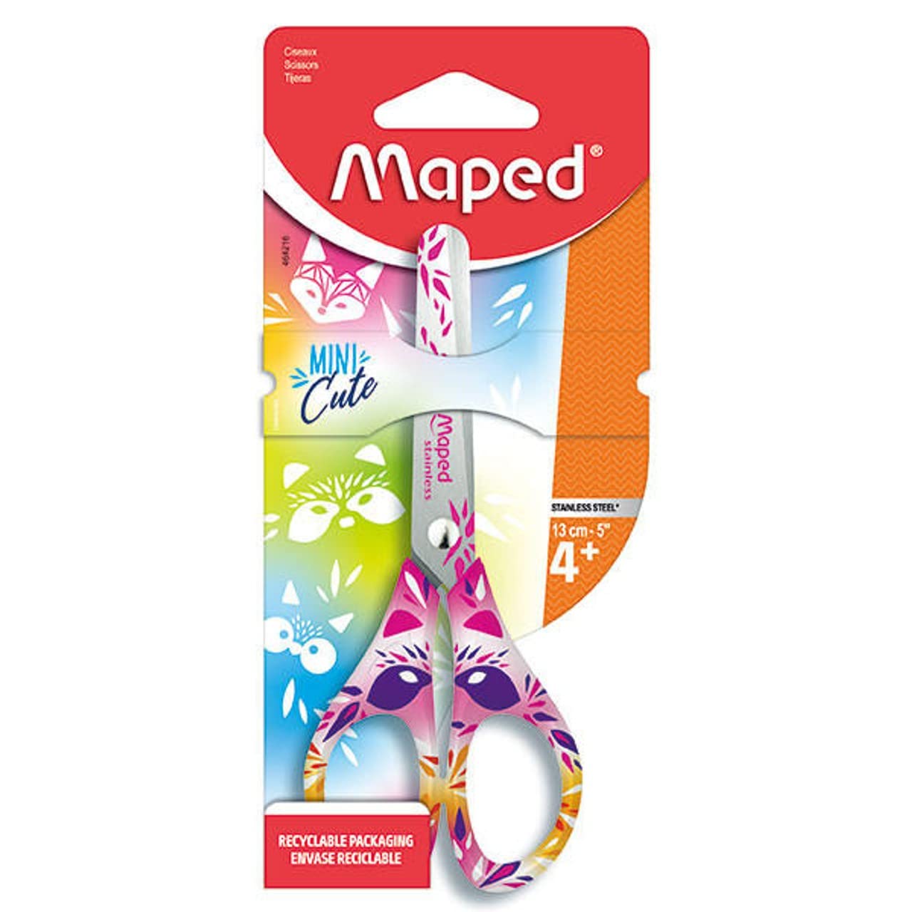 Maped - Nożyce szkolne i rzemieślnicze MINI CUTE 13 cm, zaokrąglone ostrza – losowy wybór kolorów, 464216