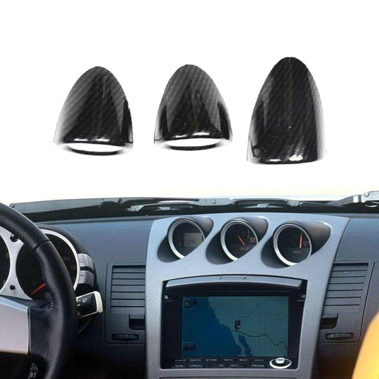 Pod De Jauge Intérieure En Fibre De Carbone Véritable, Accessoires Pour Nissan 350Z, Z33, Revêtement Kiev Illage, Tableau De Bord, Autocollants De Pointeur, Décoration