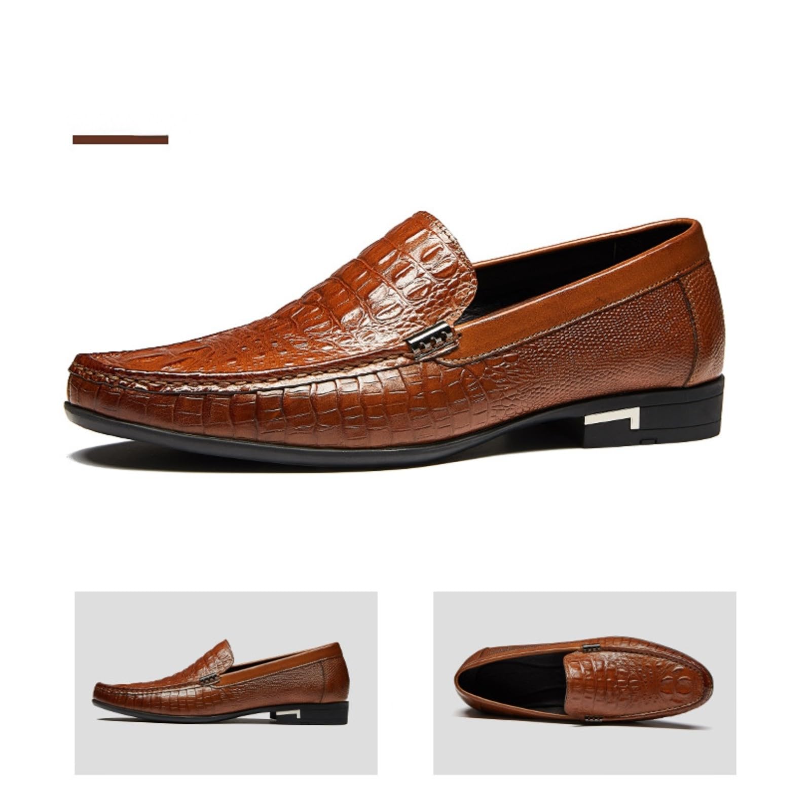 LKSCY - Mocasines de cuero para hombre, zapatos de conducción con suela de goma, estampado de cocodrilo, borla, zapatos cómodos casuales
