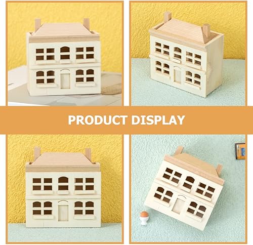 Miniatura 2 de Toyvian Decoración de casa pequeña a escala 1:12 modelo de villa de madera, adorno de villa en miniatura para el hogar, jardín, escritorio y sesión