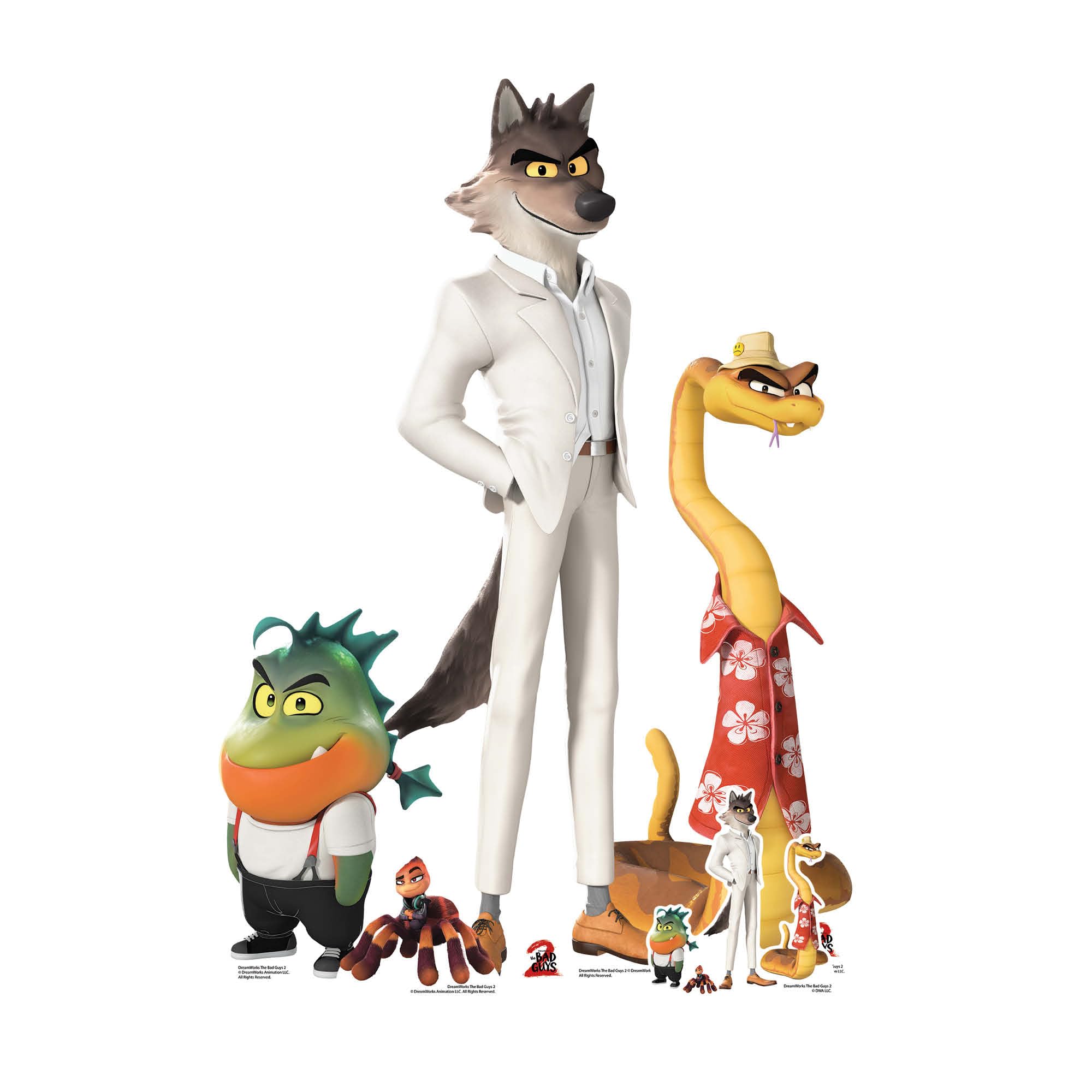 Star Cutouts SC4810 Bad Guys Pack Mr Wolf & Mr Piranha & Mr Snake & Ms Tarantula Cardboard Cut Out Height 112cm