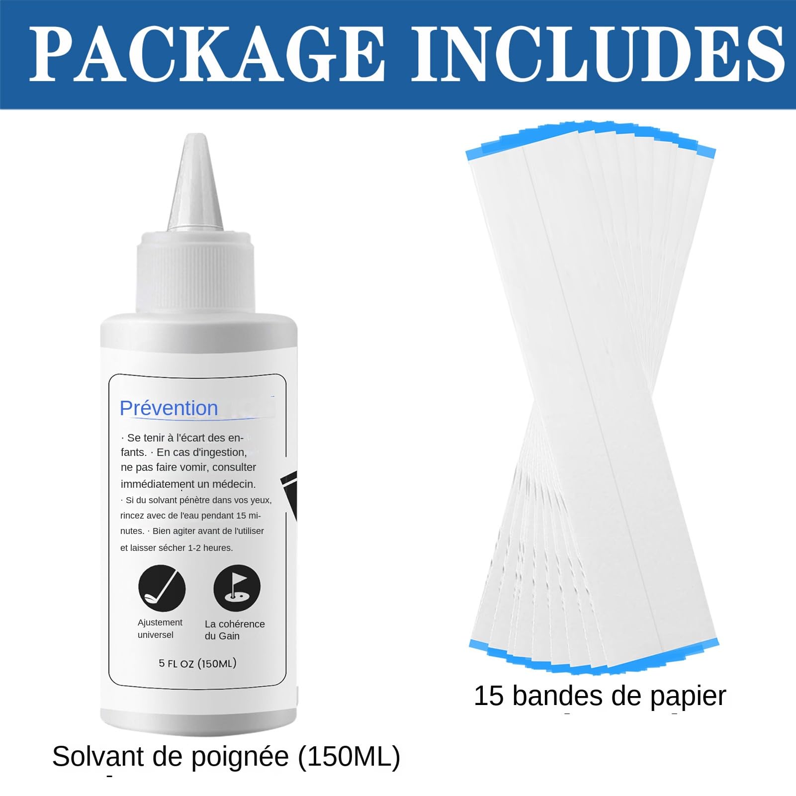 Golfschläger-Griff-Reparatur-Kits, Golfschläger-Greifer-Werkzeuge | 5oz Greiflösungsmittel | 5 oz sicheres Griff-Lösungsmittel, 15 Papierkegel, Greifwerkzeug