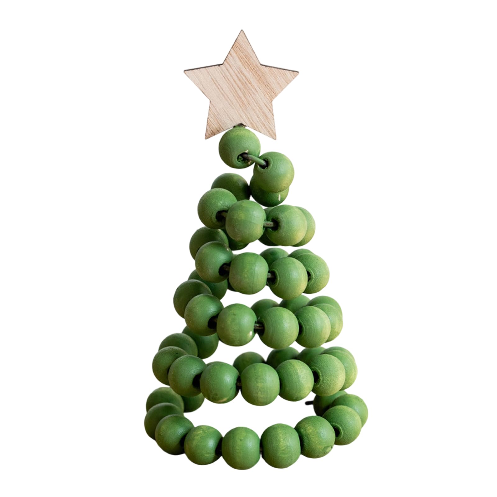 Kalttoy Wooden Beaded Christmas Tree Tabletop Ornament Miniature Christmas Tree for Mantels Dining Table Desk Display Wood Bead Decoration