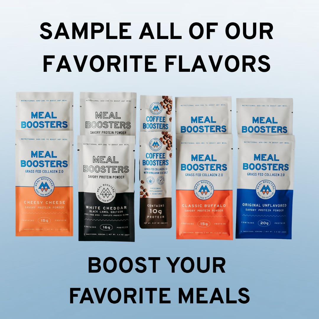 Savory Protein Powder, White Cheddar Flavor Complete Protein Blend | 16g High Protein Meal Enhancer for Cooking | Sampler Pack | 6 Individual Servings